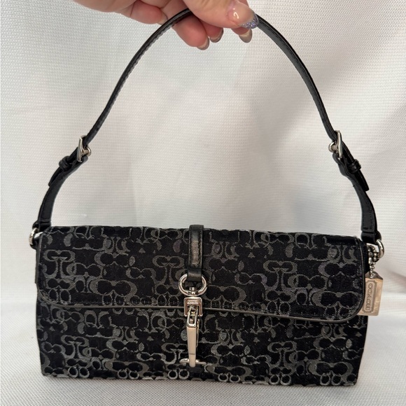 Coach Handbags - Vintage Coach Demi Signature Print Metallic Mini Bag Fabric 2004 EUC
